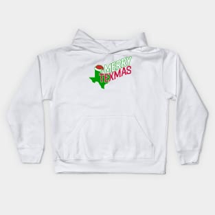 Merry Texmas State with Santa Hat Kids Hoodie